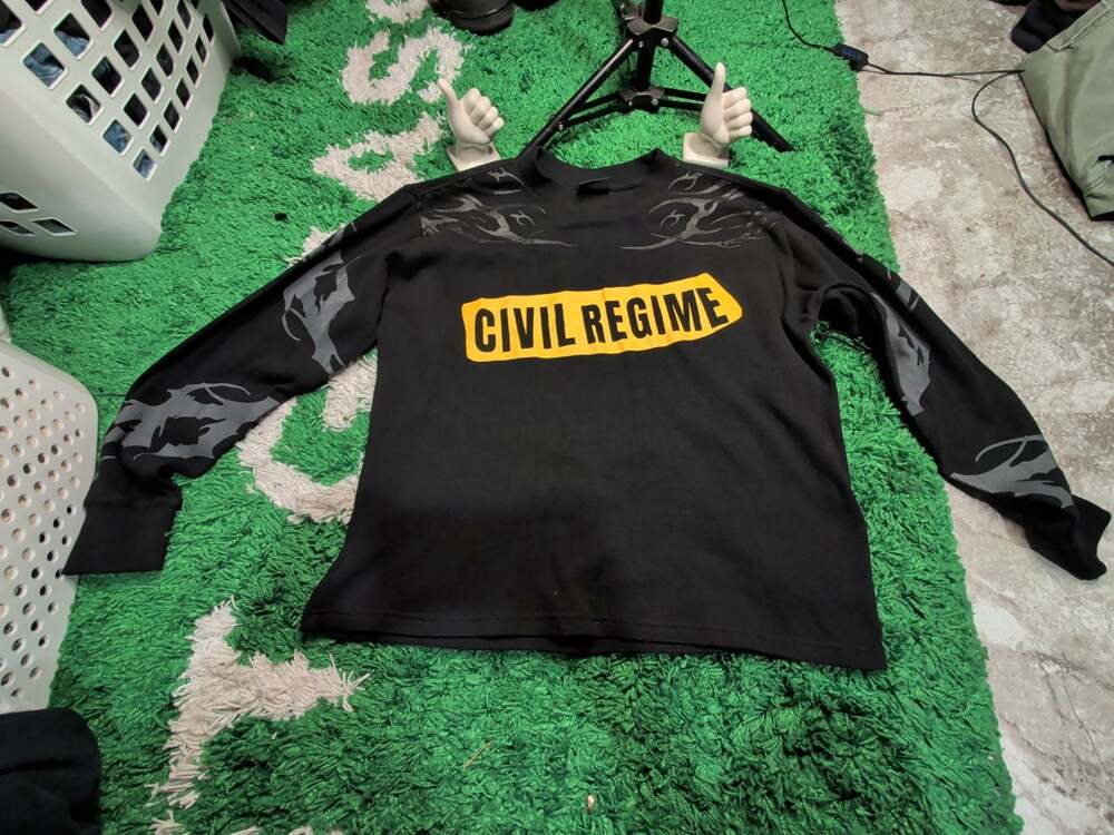Civil Regime Roses From Concrete Long Sleeve Waffle Knit Shirt